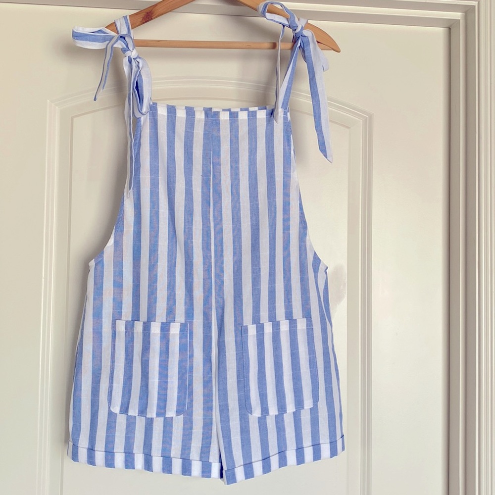 SHEIN Blue and White Striped Romper